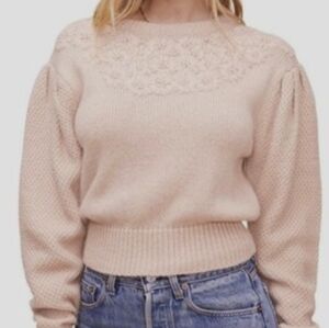 Astr Beige Sweater with Floral Embroidery